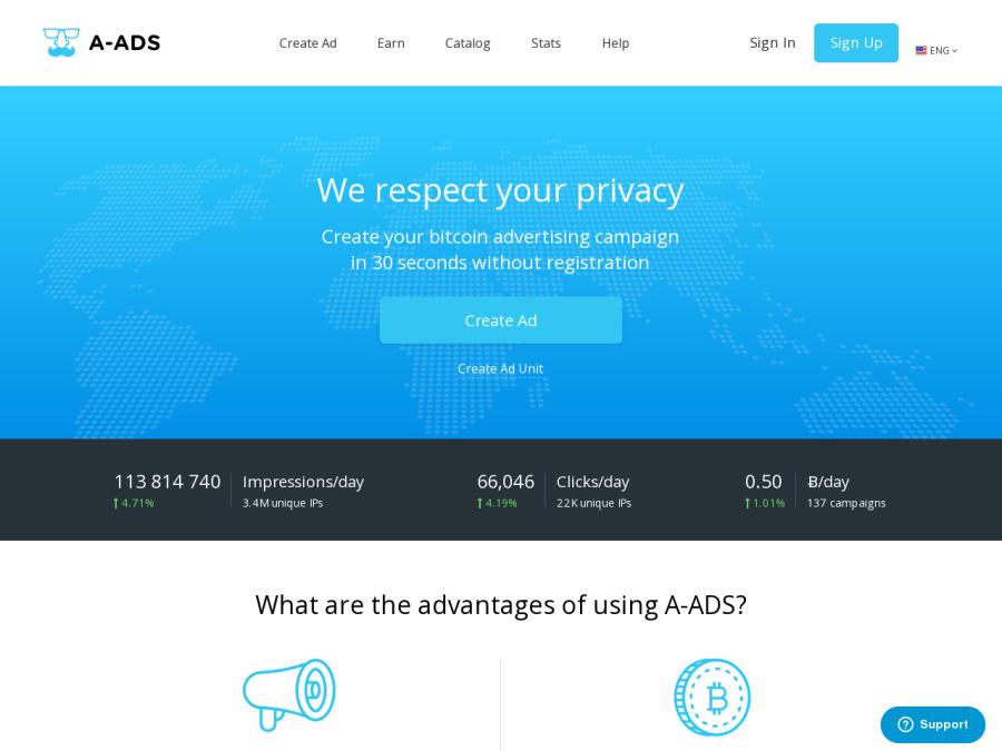 A-ADS - безопасная и анонимная реклама с оплатой в биткоинах (Bitcoin ADS)