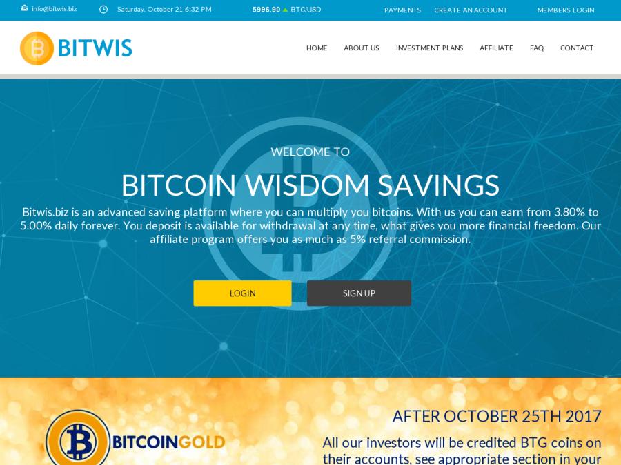 BitWis - инвестиционный проект Bitcoin, заработок BTC на инвестициях