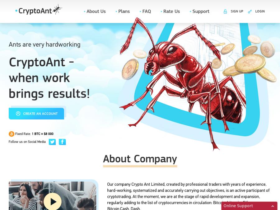 Crypto Ant Limited - инвестиционный сайт с прибылью от +4% за день, 25 USD
