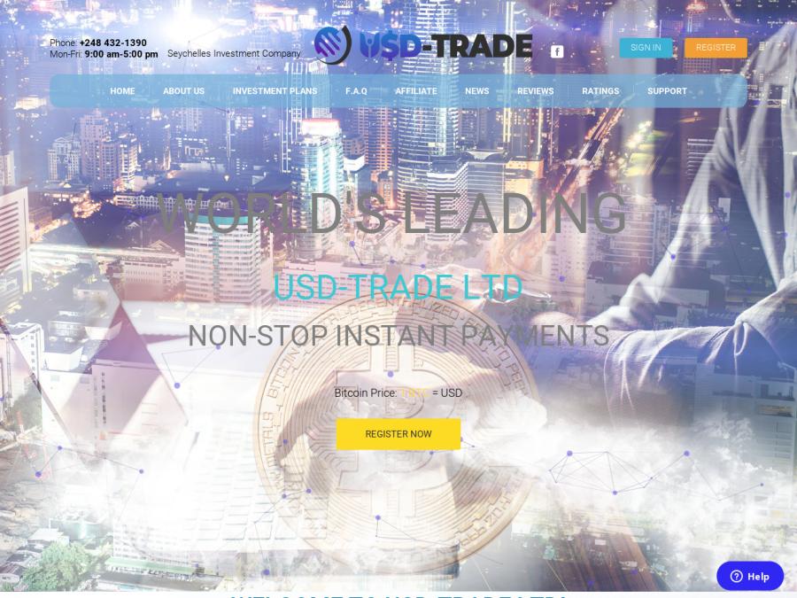 USD-trade LTD - долгосрочный HYIP из 2016г, от 7.8% в сутки и более, от 10$