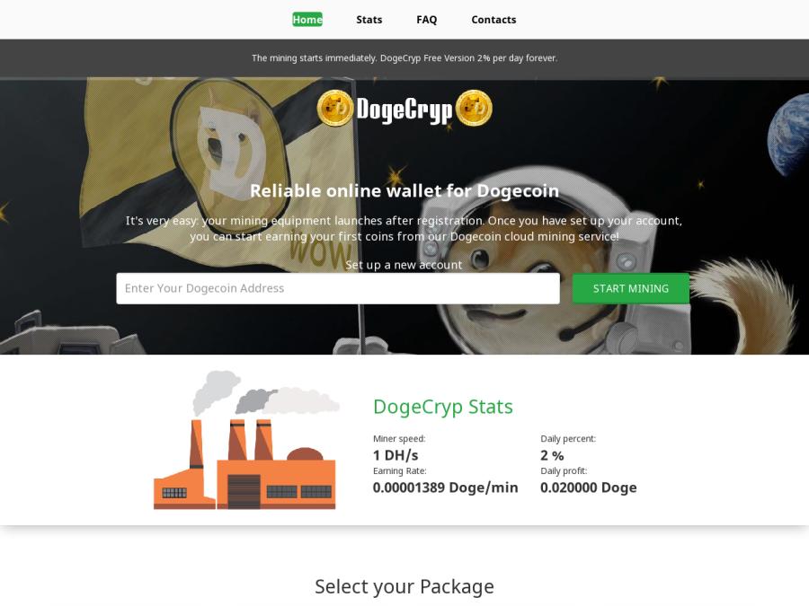 DogeCRYP - пседо DOGE майнер с доходом от 2% в день, заработок DogeCoin