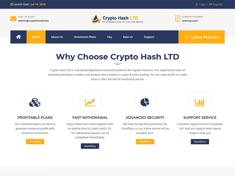 Crypto Hash LTD - почасовой хайп сроком 72 - 36 - 18 ч., от 1.53% в час, от 5$