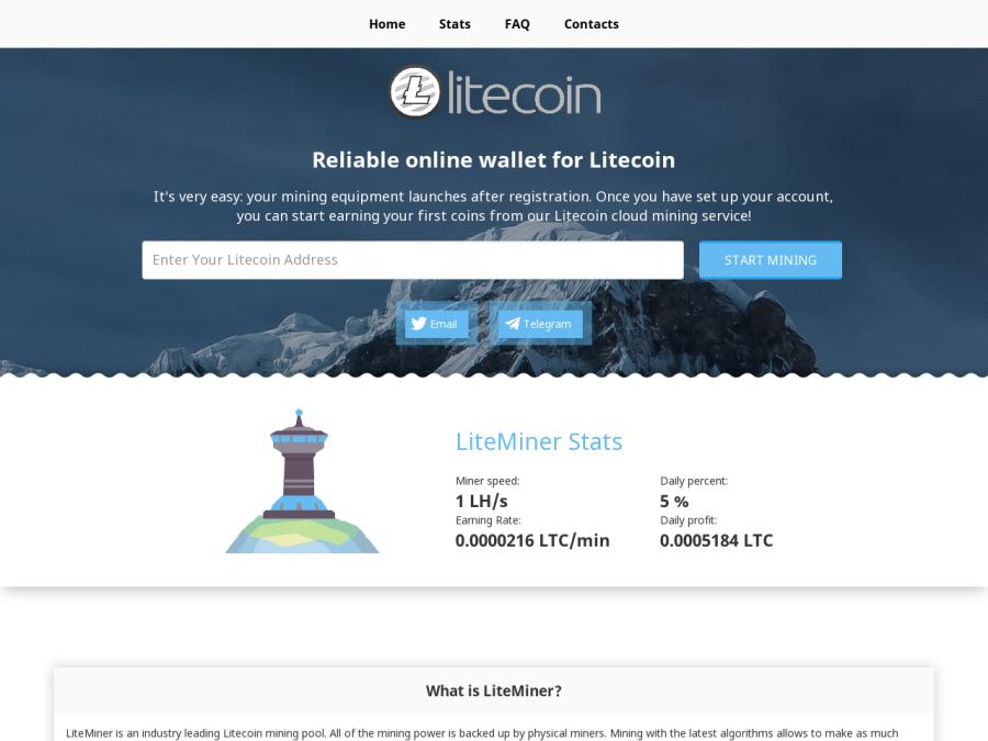 Liteminer - псевдо майнинг Litecoin с доходом 5% в день, вклады от 0.01 LTC