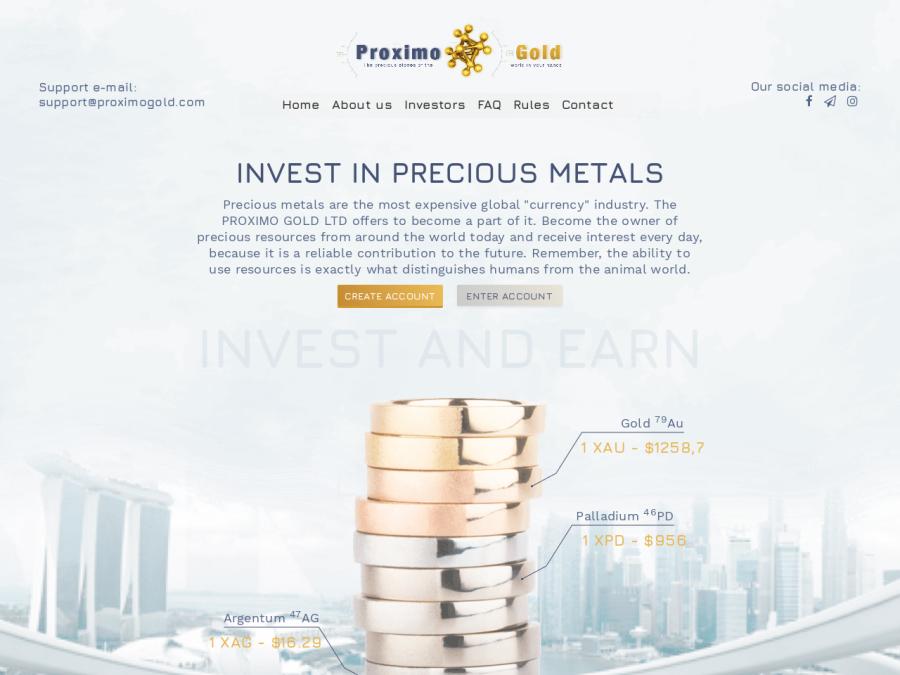 Proximo Gold LTD - криптовалютный HYIP с доходом от +2% в день, 0.005 BTC