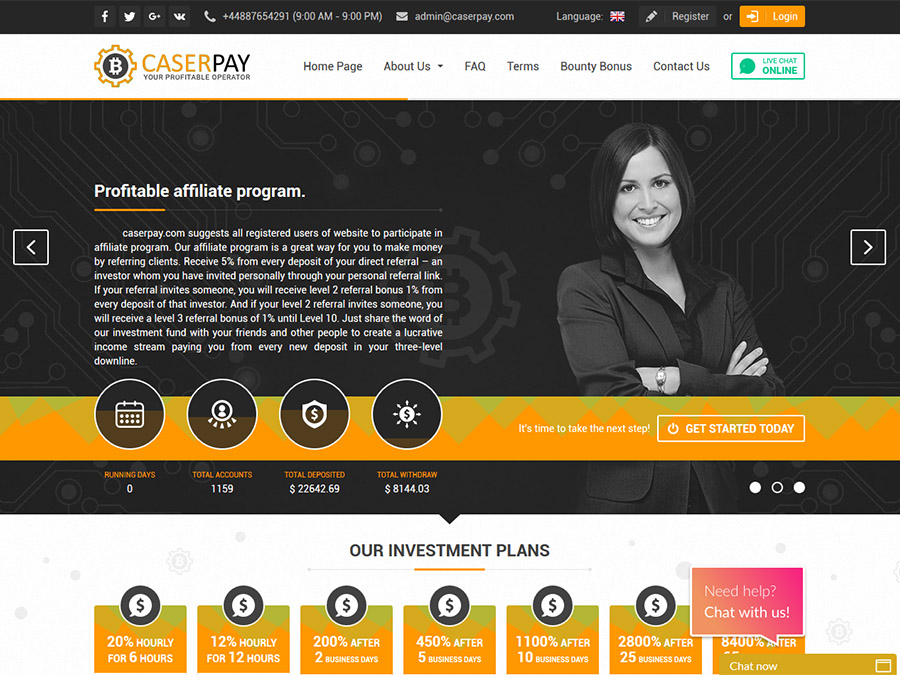 Caser Pay Technologies - почасовой фаст хайп с доходом от +5% за 6 часов
