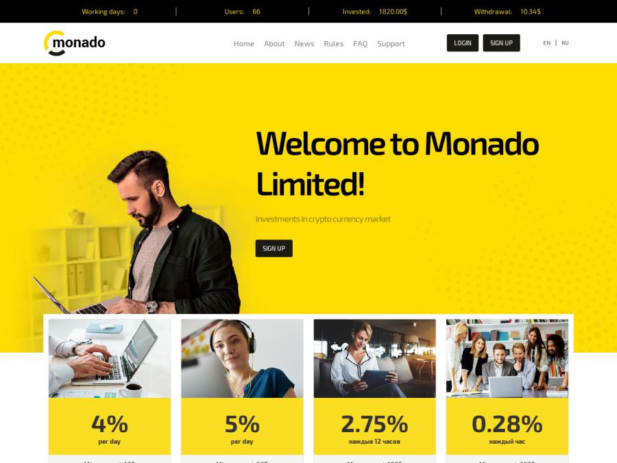 Monado LTD - новый фаст HYIP с доходом от +4% в день и более, участие 10$