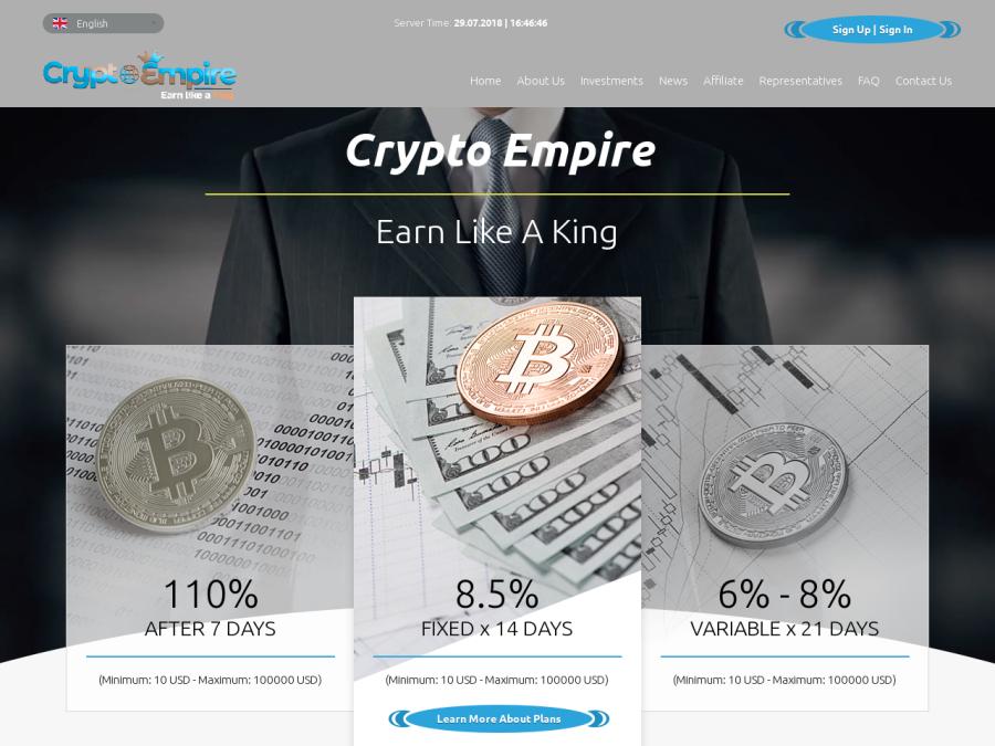 Crypto Empire - инвестиции в Bitcoin и Litecoin с профитом от 1.42% в день