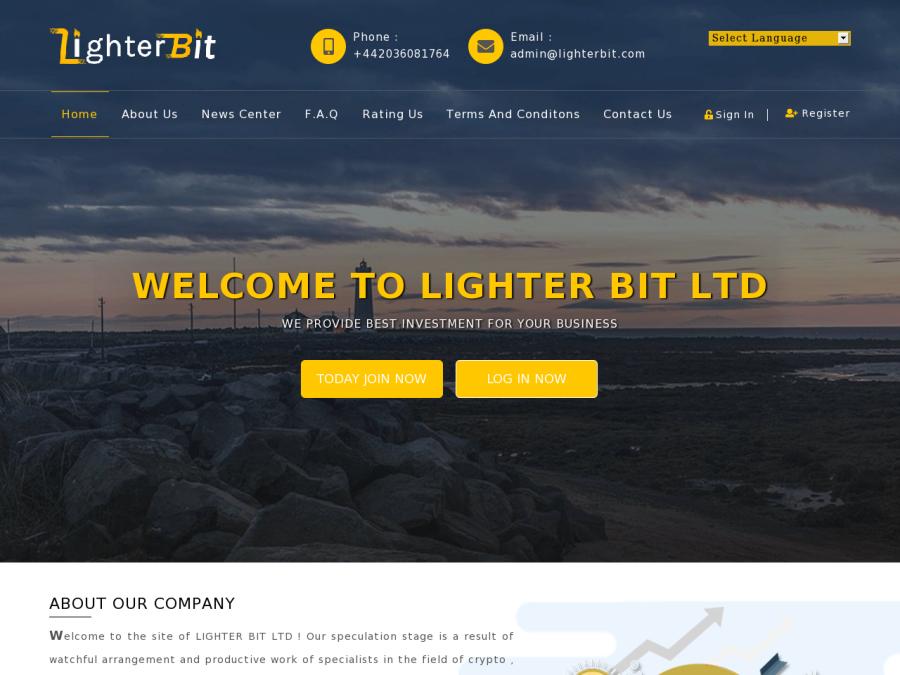 Lighter BIT LTD - инвестиции сроком 75 дней с прибылью +50% вклада, от 10$