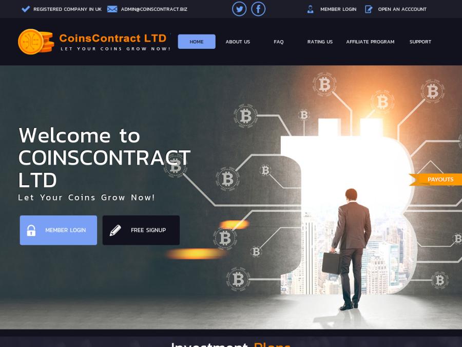 CoinsContract LTD - сверхдоходный почас с профитом 5.6% за 30 часов, от 5$