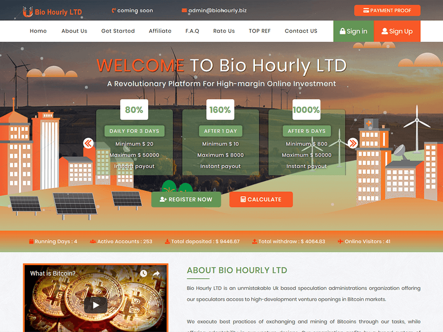 Bio Hourly LTD - почасовой профит от +8% за 40 часов и более, min депо 5 $