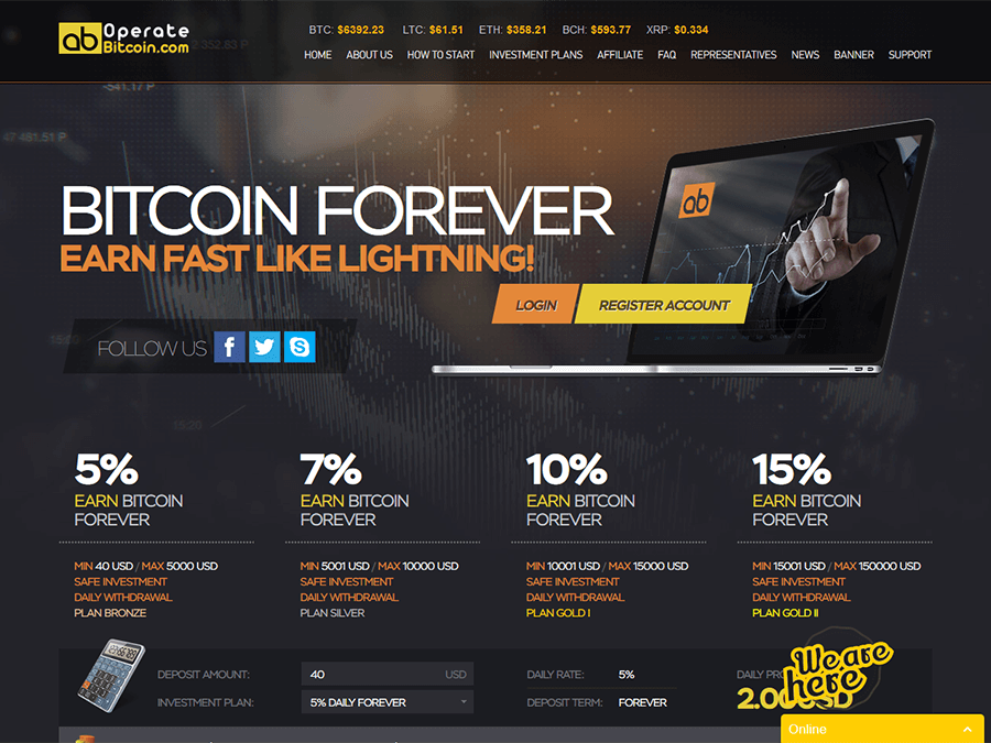 Operate Bitcoin - сверхдоходный зарубежник, +5% в день навсегда, от 40 USD