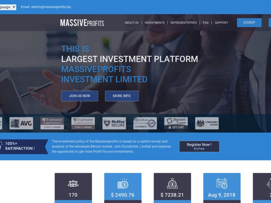 Masstiveprofits - криптовалютный хайп, чистая прибыль от 50% в месяц, 20$