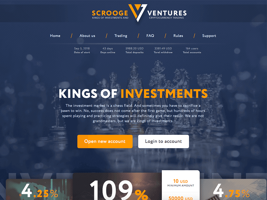 Scrooge Ventures - чистый доход от +2% в день в долларах, Payeer и Perfect