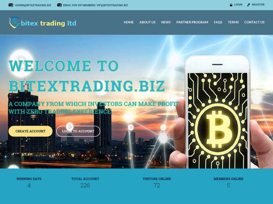 Bitex Trading LTD - инвестиции на 1 - 25 дней, от +2% в сутки и выше, от 10$