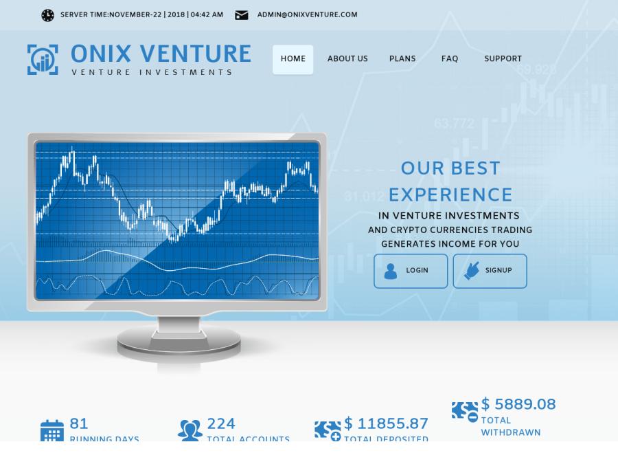 Onix Venture Ltd - высокодоходный хайп, платит со 02.09.18г. +1.8% в день