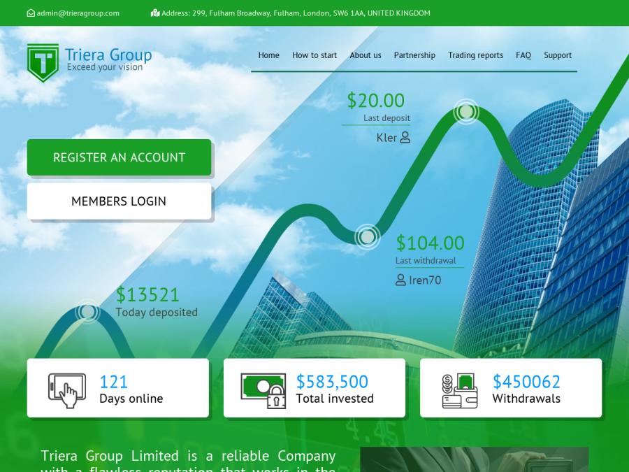 Triera Group Limited - сверхдоходный проект, от 104% в день, депозит от 10$