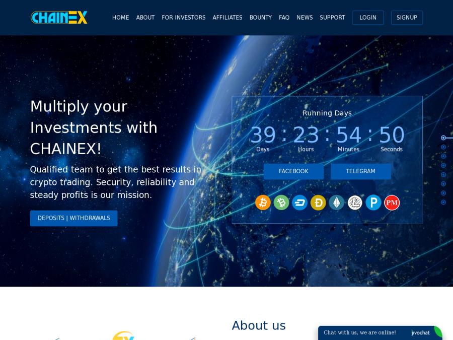 Chainex LTD - стабильный хайп с доходом +5% в день на месяц, депозит $10