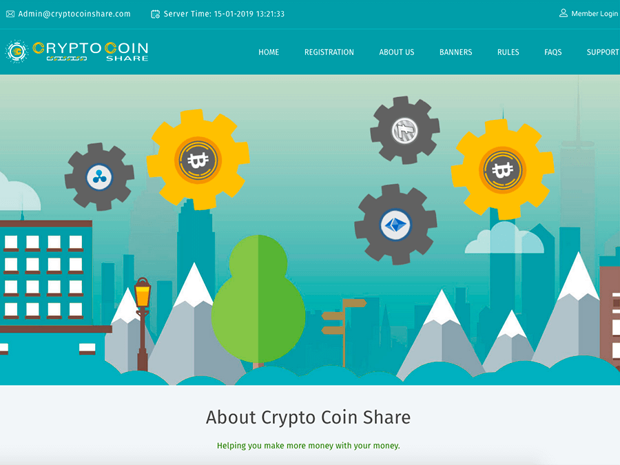 CryptoCoinShare - инвестиции в хайп от +1% в день и выше, вклады от 10 USD
