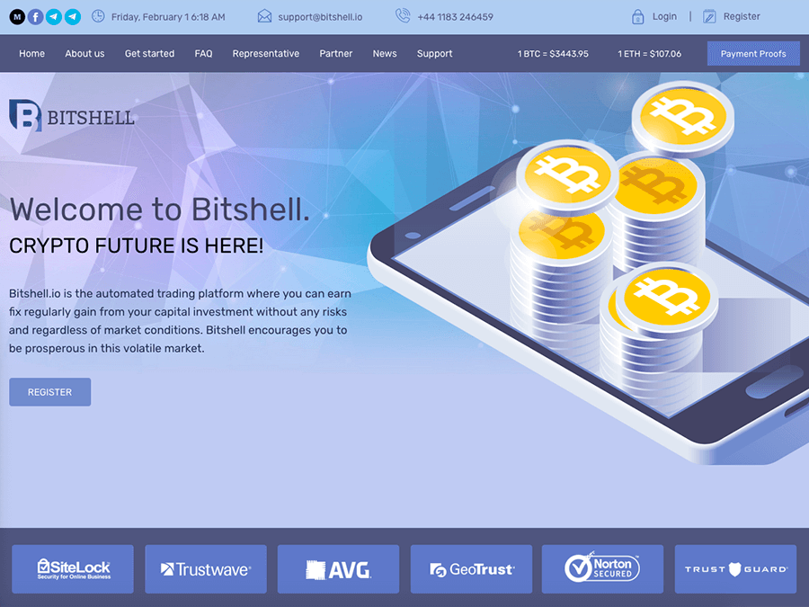 Bitshell Limited - хайп-почасовик с начислениями от 0.21% в час, депо от 10 $