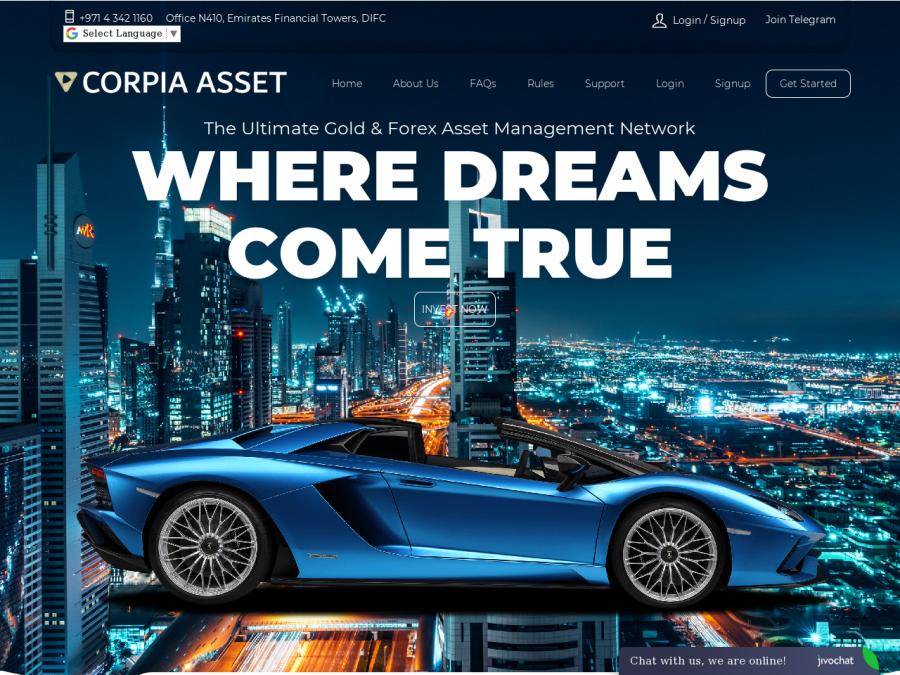 CORPIA Asset Management Ltd - заработок в хайпе +1.2% в день, вход от $30