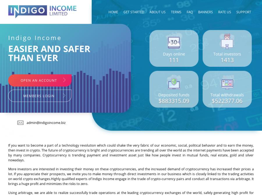 Indigo Income Limited - online-инвестиции в долларах от +3% в день, от $10