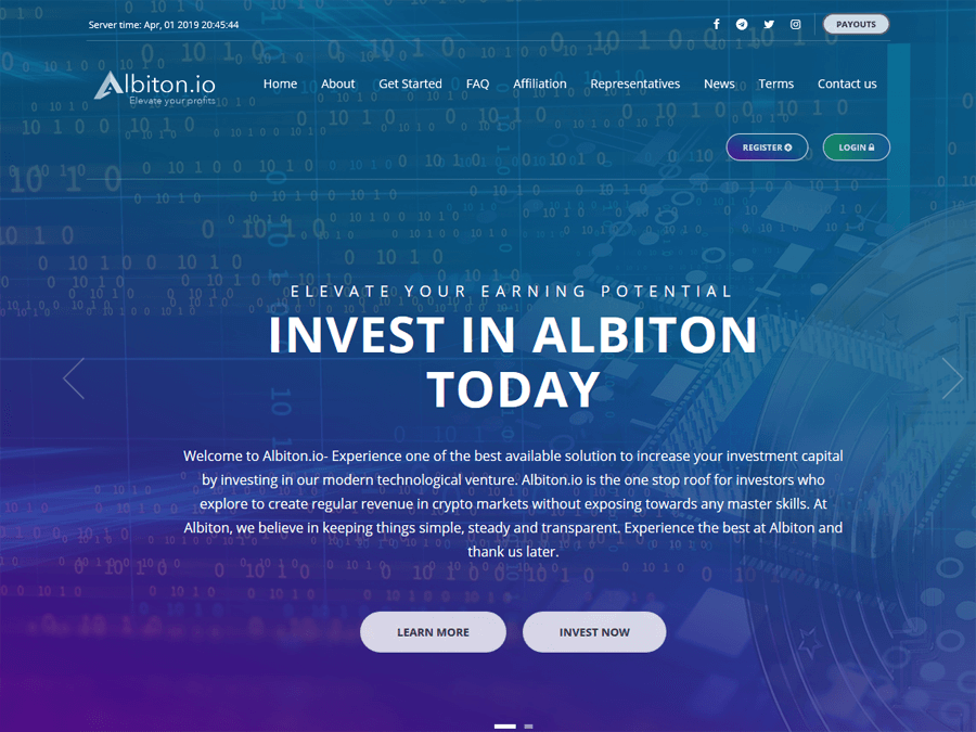 Albiton - зарубежный почас с доходом 0.17% - 0.25% - 0.34% в час на 40 дней