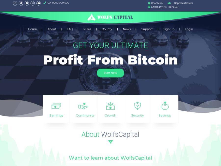 Wolf's Capital - 2.1% в день / 63% в месяц от инвестиций в долларах и крипте