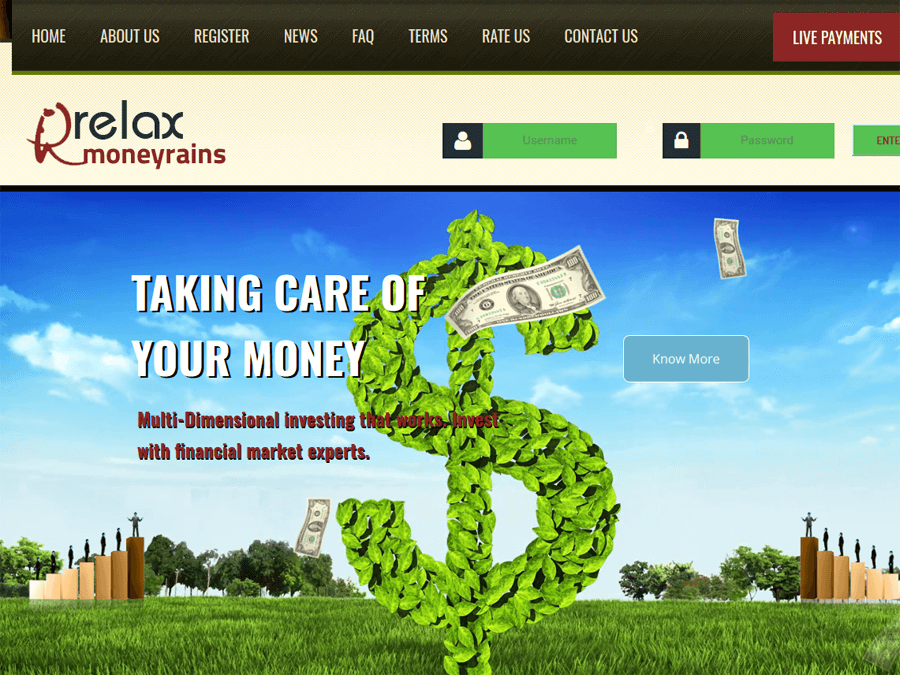 RelaxMoneyrains - новый сверхдоходный проект от 5% в день, депозит от 10$