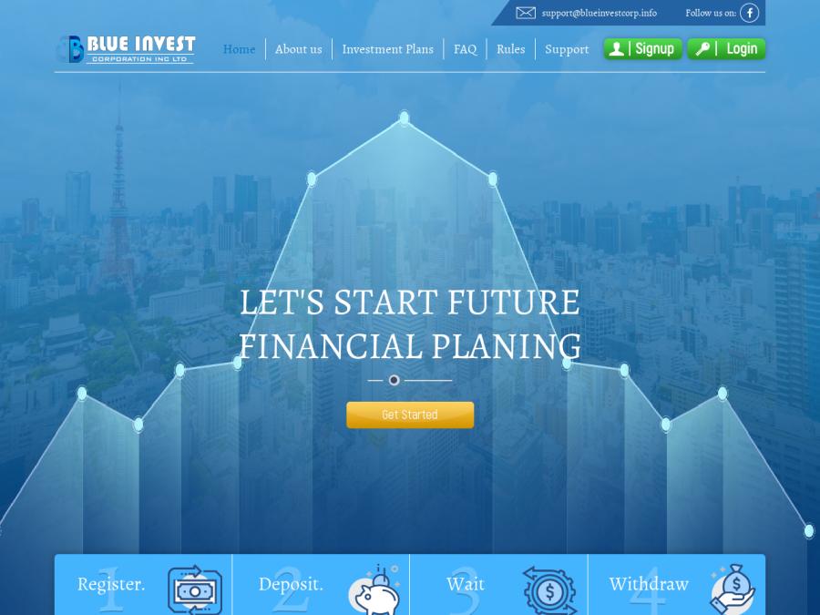BlueInvestCorp - сверхдоход от +3% в день и выше, онлайн-заработок от $20