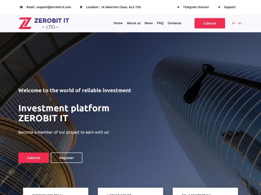 ZeroBit IT LTD - свежий фаст: от +3% в день и выше, after-планы, депозит $20