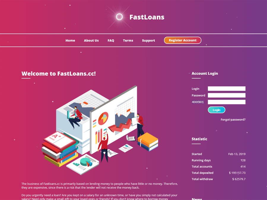 FastLoans - online заработок в хайп-проекте от 2% в день, PerfectMoney от $20