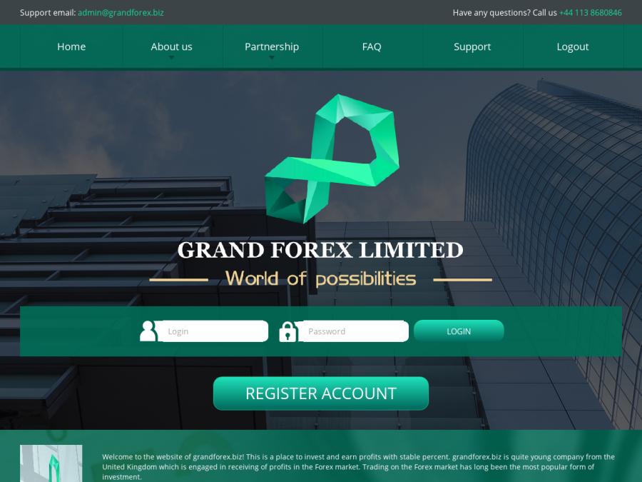Grand Forex Limited - новый почасовой HYIP от 0.3% в час навсегда, от 1 USD