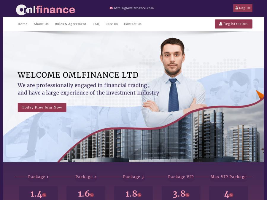 OmlFinance LTD - проект с тарифами на 30 - 50 дней, доход от +1.4% в день