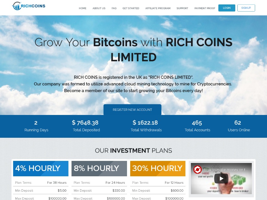 Rich Coins Limited - почасовой фаст с повышенным доходом и риском, от $1