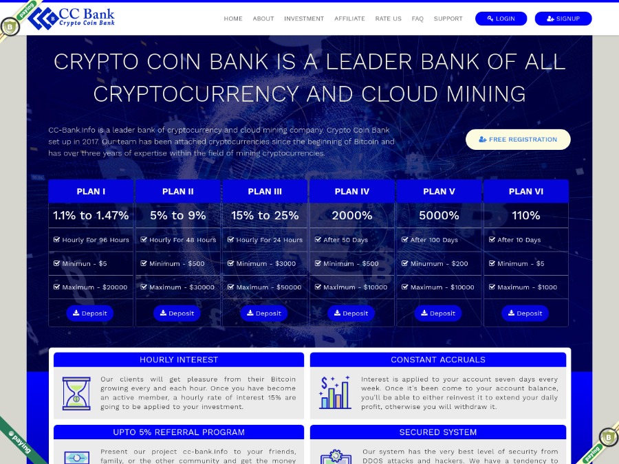 Crypto Coin Bank Ltd - стабильный почасовик от 1.09% на 96 часов, депо от $5
