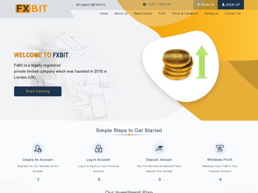 FxBit - инвестиции в хайп-почасовик с профитом от +1.5% за 1 день, от $20
