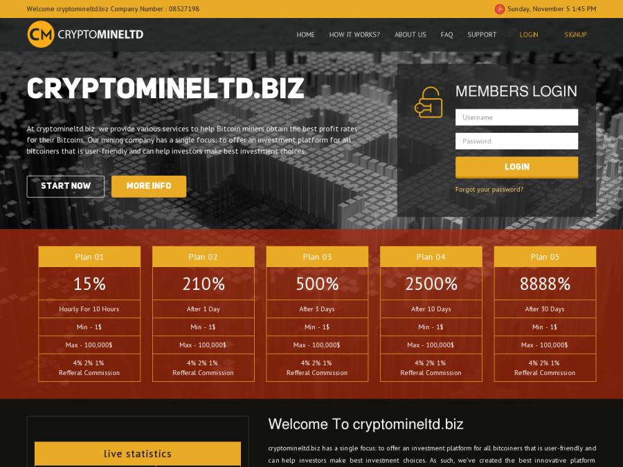 Crypto Mine LTD - инвестиции в биткоин-криптовалюте и долларах от 1 USD