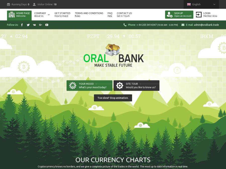 Oral Bank LTD - ежечасный процент, заработок Bitcoin и USD на инвестициях
