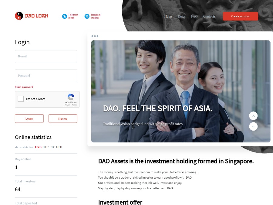 DaoAssets - новый иностранный фаст-хайп от +2.5% за 1 день, вход от 10 USD