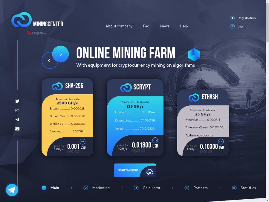 MiningCenter - псевдомайнинг криптовалют с доходностью от 1% до 4% в день