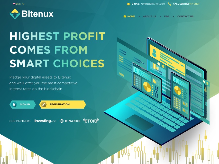 Bitenux - инвестиционная компания с доходом 1.05% в час на 100 часов, $20