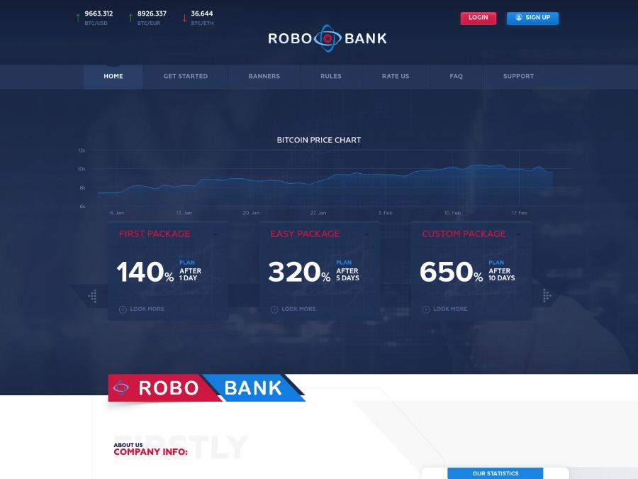 RoboBank - заработок в новом хайпе от +3% за 1 день с депозитом от 10 USD