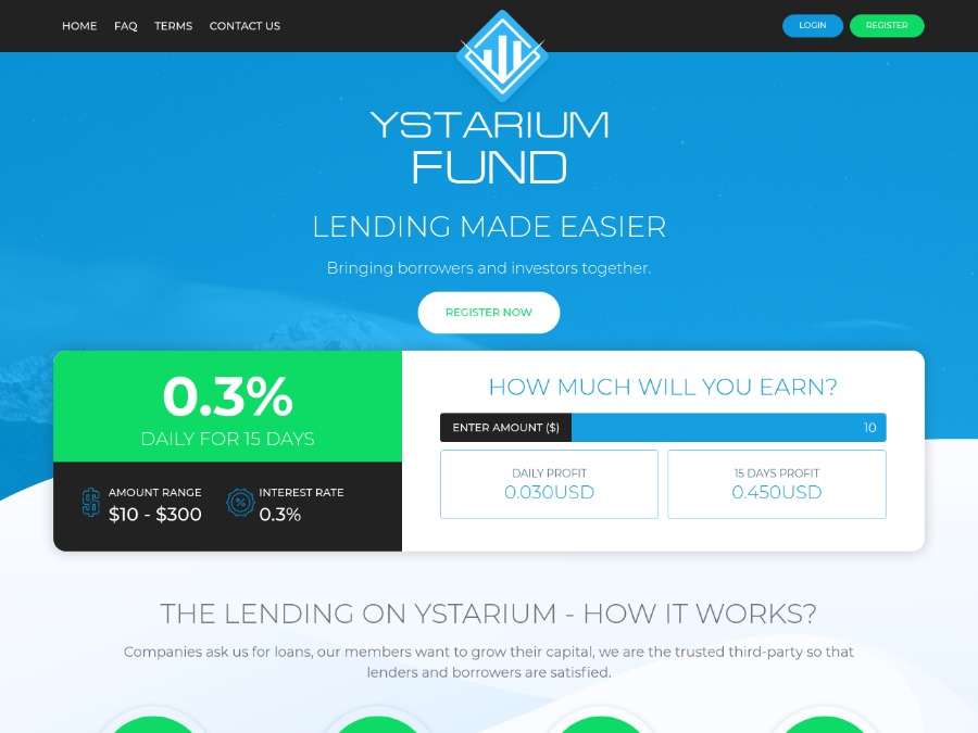 Ystarium Fund - долгосрочные инвестиции: 0.3% на 15 дней, от 10 до 300 USD