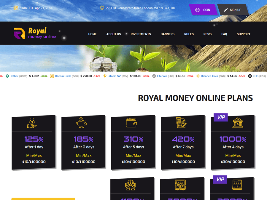 RoyalMoneyOnline - новый фаст с короткими тарифами от +4% в день и выше