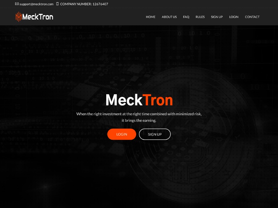 MeckTron - рабочий инвест-проект: 1.2% за 1 день, 36% за месяц, депо от $10
