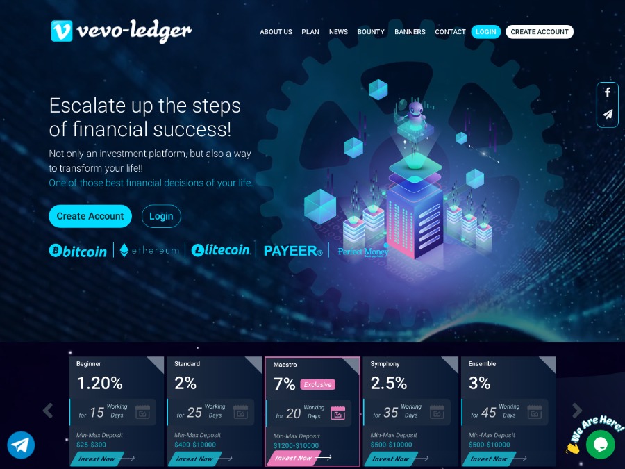 Vevo Ledger LTD - 1.2% на 15 рабочих дней, депозит в конце срока, от 25 USD