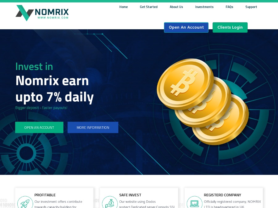 Nomrix - средник с включенным депозитом: 5% на 25 дней и выше, депо $25
