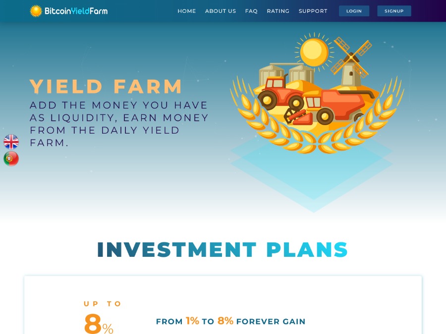 Bitcoin Yield Farm - 1 - 8% в сутки бессрочно, депозит отдельно не снять, $20