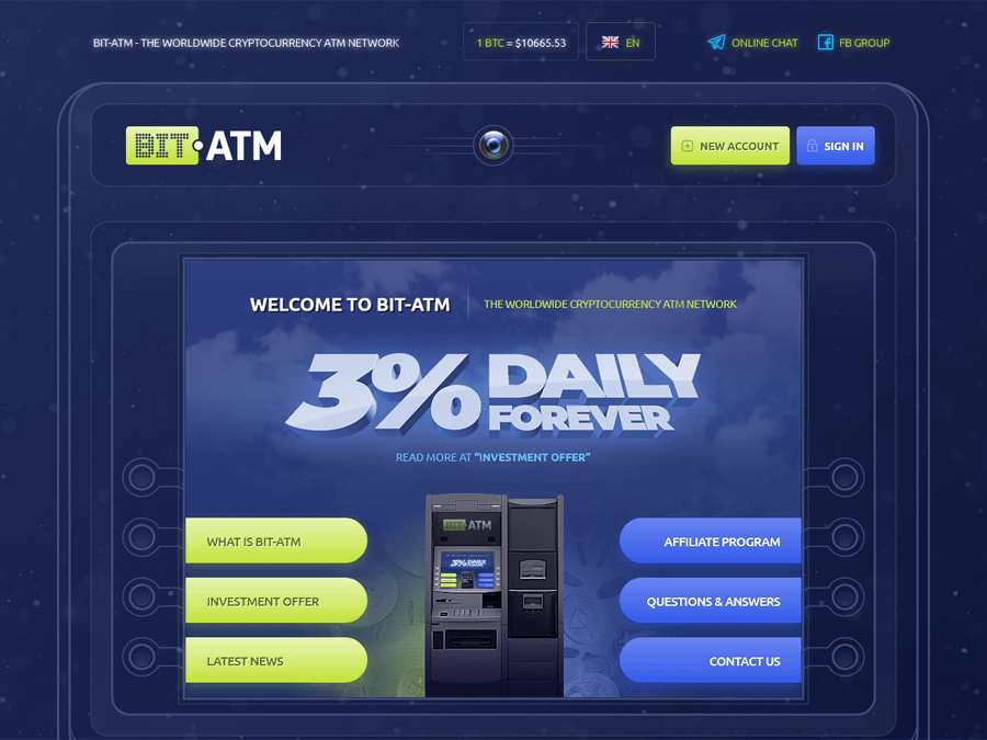 BIT-ATM Network - бессрочный хайп: 3% в день при включенном депо, от $10