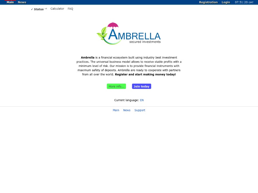 Ambrella - партизан с доходом: 1.1% в сутки на 2 дня, участие от 10 USD